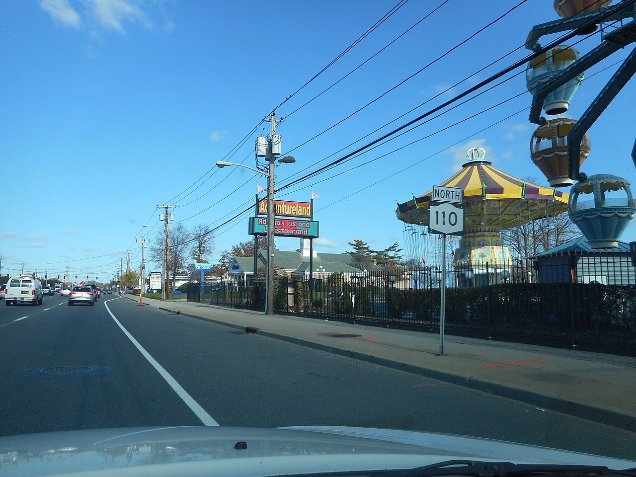 Adventureland amusement park seen from Route 110 in East Farmingdale