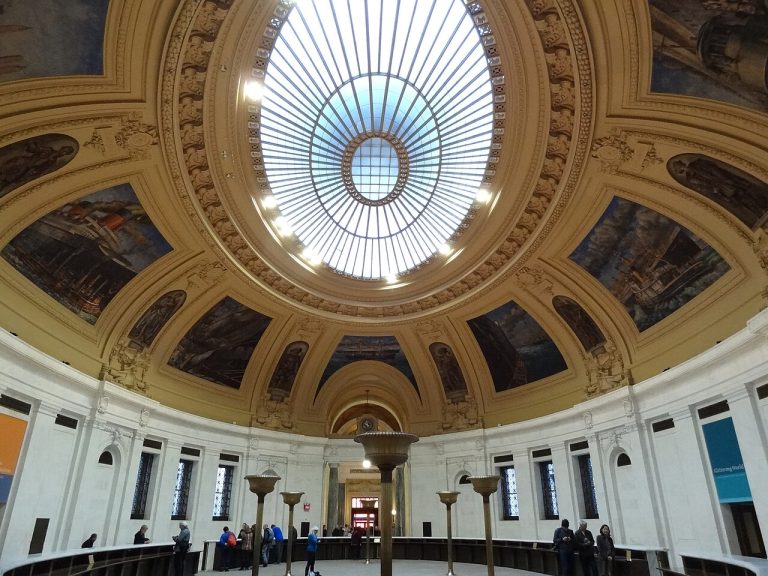 The oval skylight in the rotunda of the Alexander Hamilton U.S. Custom House in New York