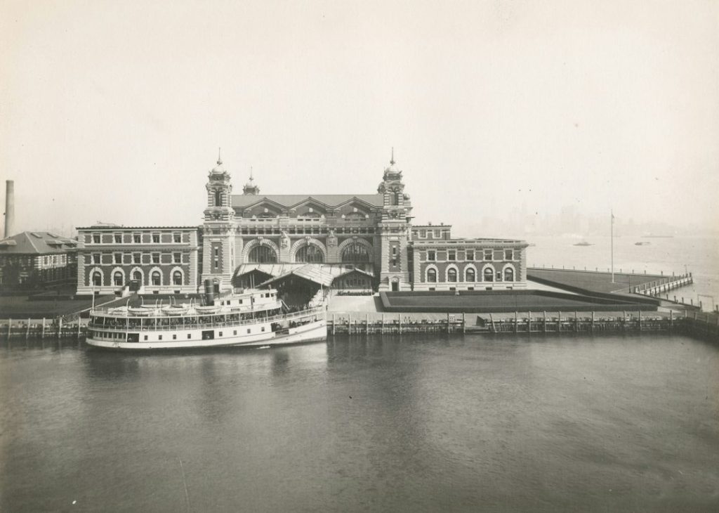 Historic photograph of the Ellis Island immigration station