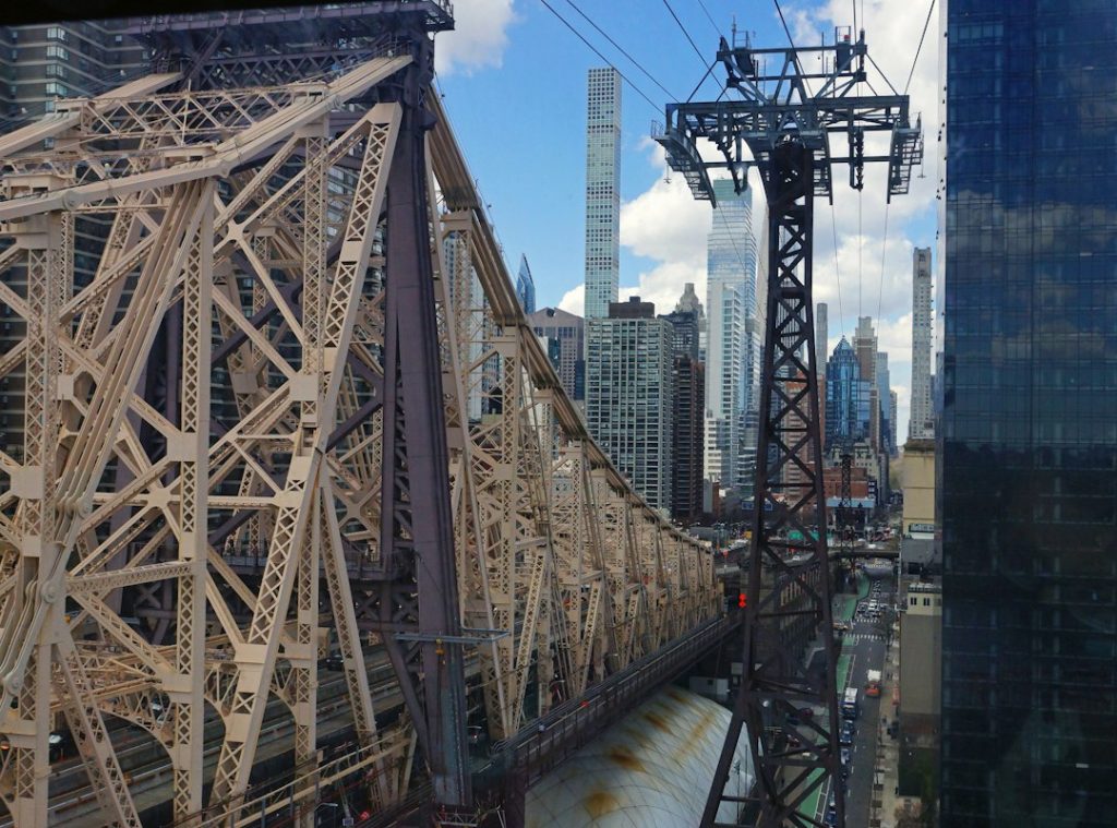 Queensboro Bridge and the Roosevelt Island tramway over the East River
