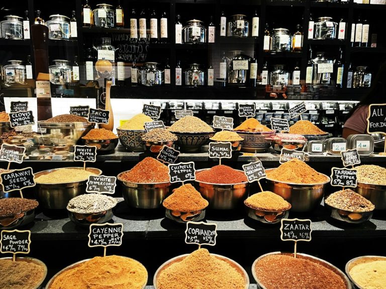 Bowls of colorful spices at Essex Market