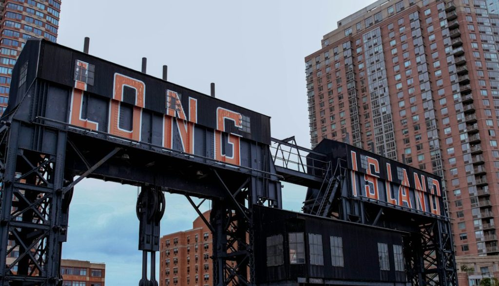 The Long Island sign on Gantry Plaza’s restored industrial structure