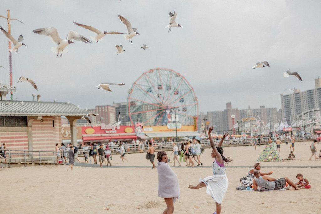 A beach scene at Coney Island, New York