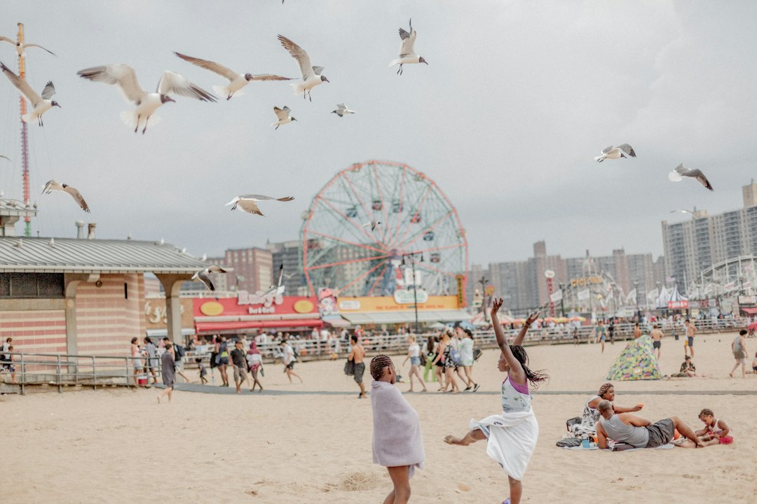 A summer beach scene at Coney Island, New York