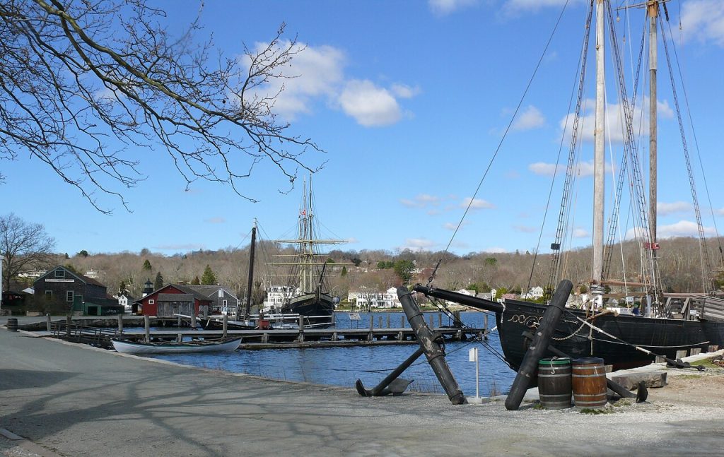 Historic sailing vessels at Mystic Seaport Museum