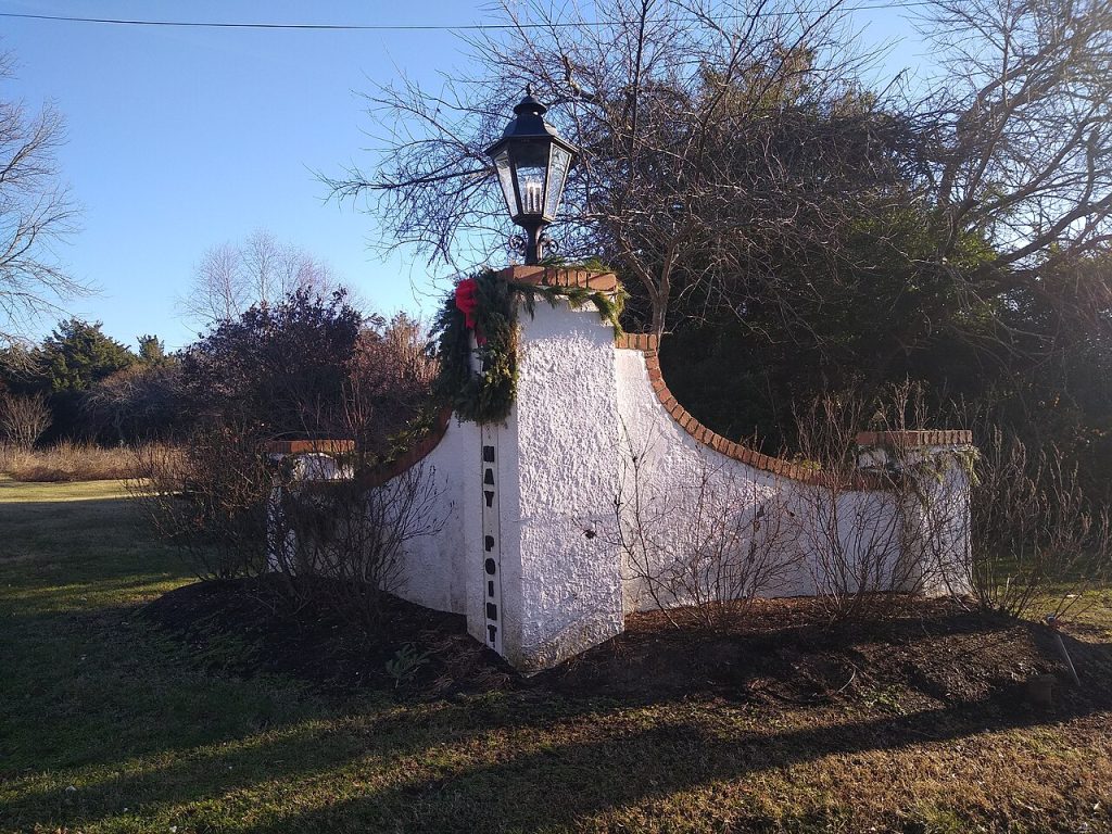 Christmas wreaths at the entrance to Cape May Point, New Jersey