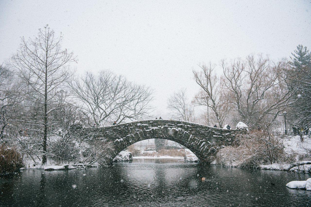 Gapstow Bridge in Central Park in winter