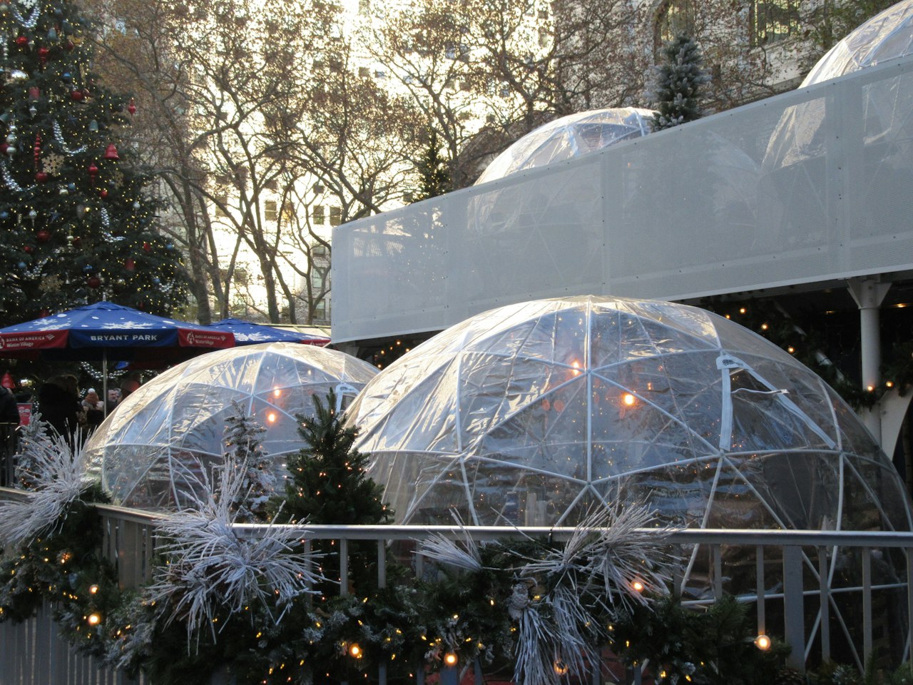 Cozy igloos at Bryant Park