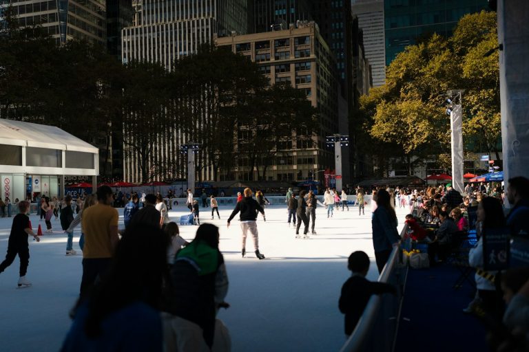 Skaters on the Bryant Park Winter Village rink