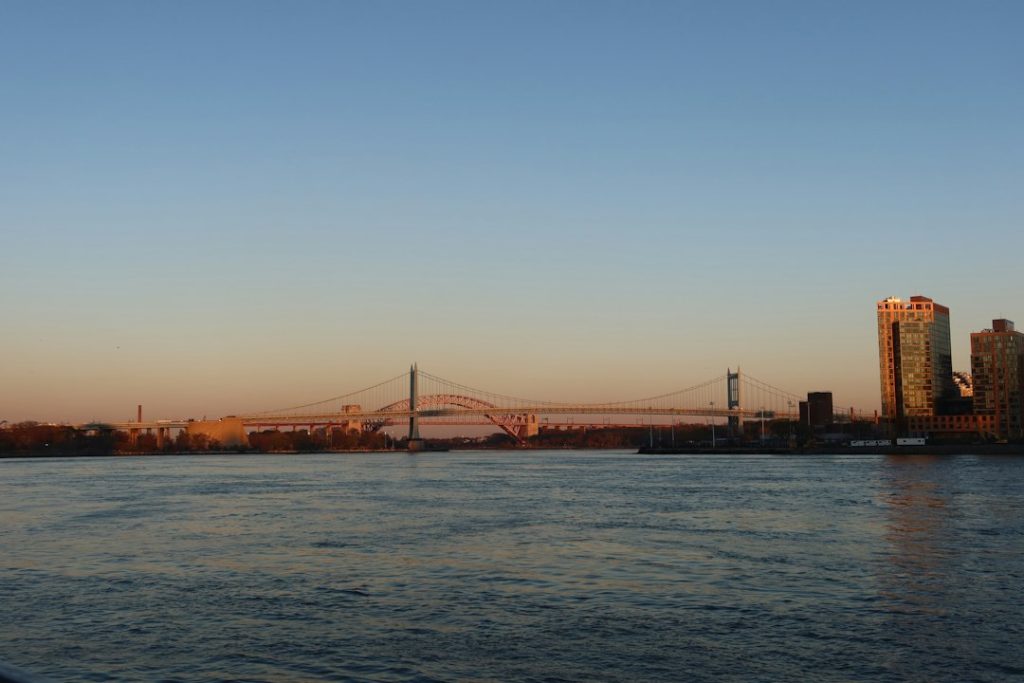 Bridge over New York waters in late-day light