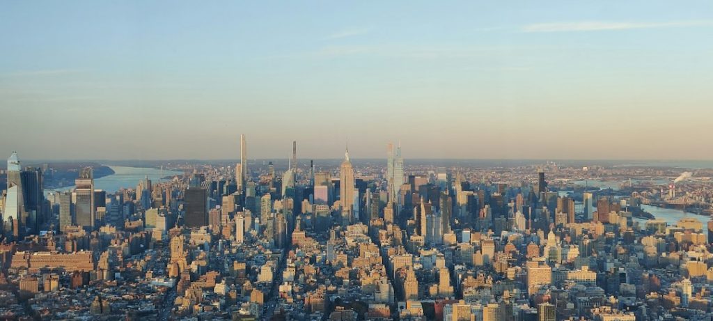 Manhattan buildings in warm late-day light